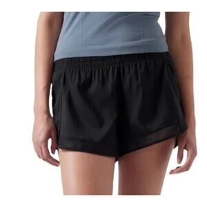 Athleta Mesh Racer Run Short 4” Women XL Black Built-In Liner Lightweight Active